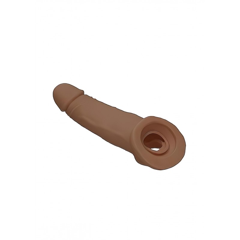 RealRock Penis Sleeve 9 - péniszköpeny (21,5 cm) - sötét natúr 131675 termék bemutató kép