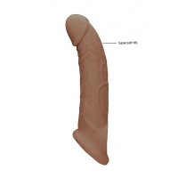RealRock Penis Sleeve 9 - péniszköpeny (21,5cm) - sötét natúr 85374 termék bemutató kép