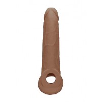 RealRock Penis Sleeve 9 - péniszköpeny (21,5cm) - sötét natúr 85375 termék bemutató kép