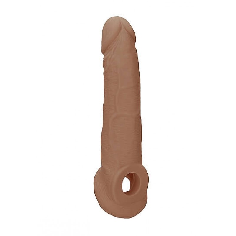 RealRock Penis Sleeve 9 - péniszköpeny (21,5cm) - sötét natúr 85381 termék bemutató kép