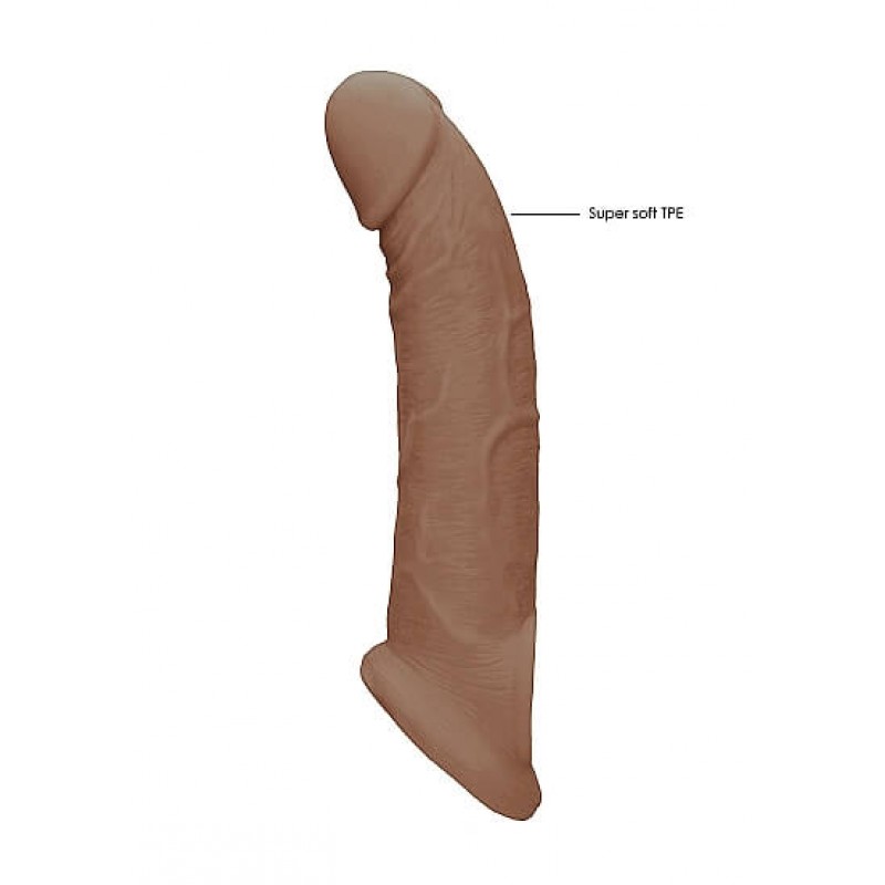 RealRock Penis Sleeve 9 - péniszköpeny (21,5cm) - sötét natúr 54332 termék bemutató kép