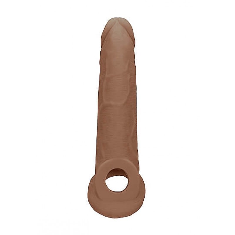 RealRock Penis Sleeve 9 - péniszköpeny (21,5cm) - sötét natúr 59347 termék bemutató kép