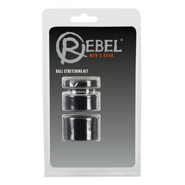 Rebel Ball - pénisz- heregyűrű és nyújtó szett - (fekete)