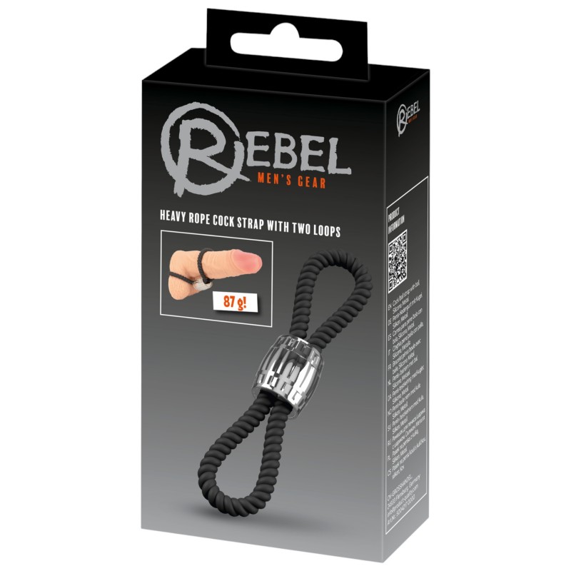 Rebel Heavy Rope - állítható pénisz-és heregyűrű (fekete) 111654 termék bemutató kép