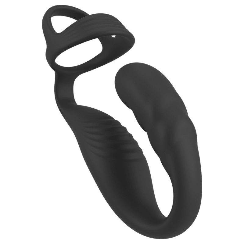 Rebel - prosztata vibrátor pénisz-és heregyűrűvel (fekete) 120128 termék bemutató kép