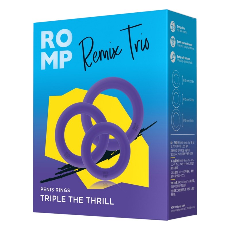 ROMP Remix Trio - péniszgyűrű szett - 3db (lila) 91516 termék bemutató kép