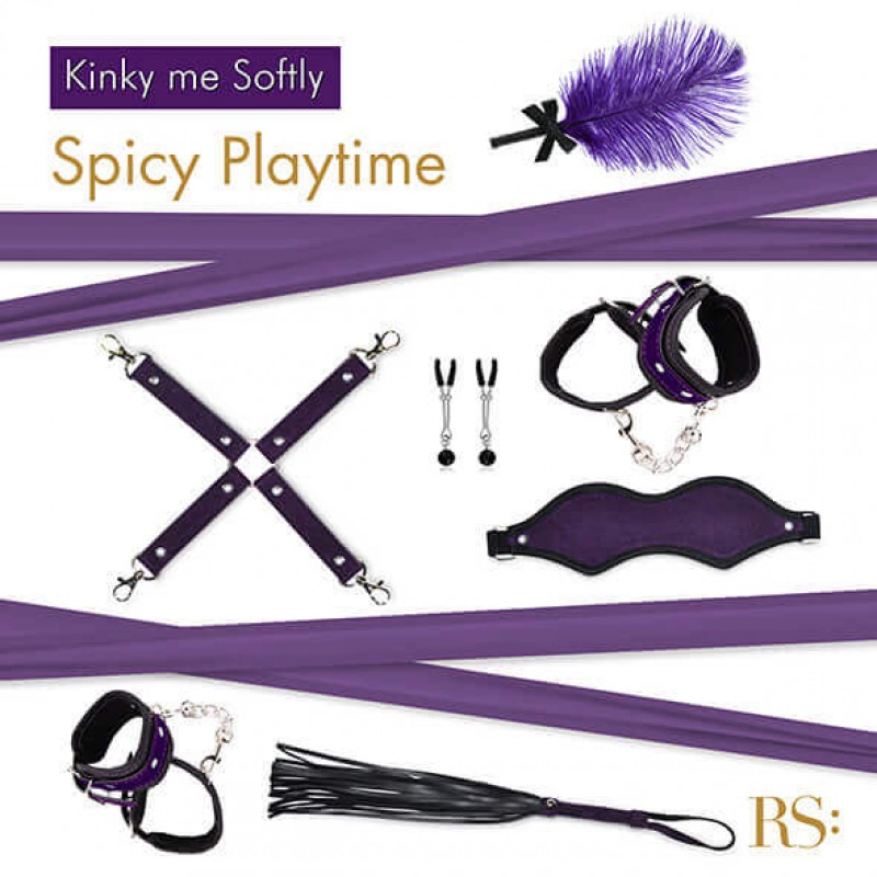 RS Soiree Kinky Me Softly - BDSM kötöző szett - lila (7 részes) 50164 termék bemutató kép