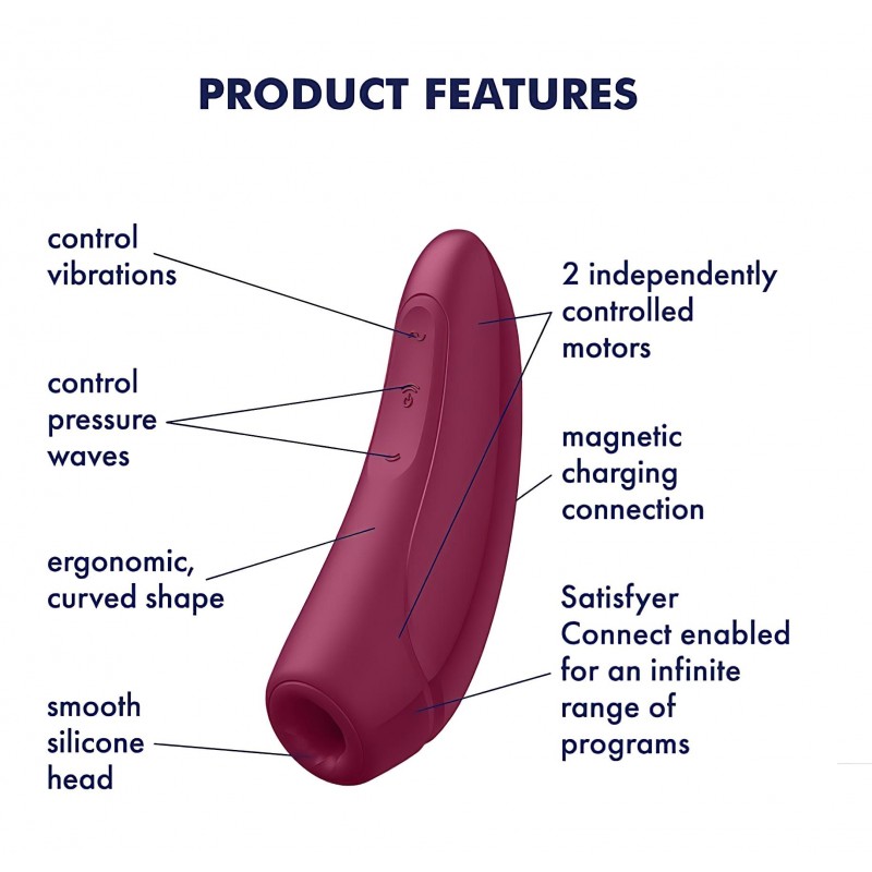 Satisfyer Curvy 1+ - App-vezérelt léghullámos csiklóizgató (piros) 146260 termék bemutató kép