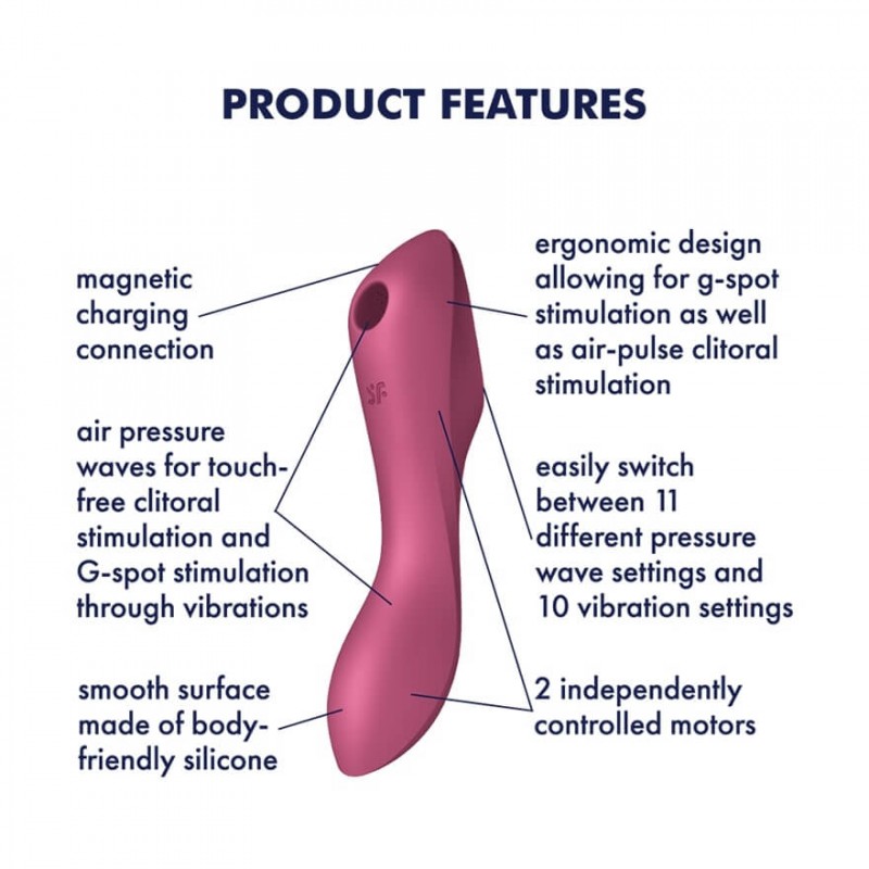 Satisfyer Curvy Trinity 3 - léghullámos 2in1 vibrátor (piros) 76920 termék bemutató kép