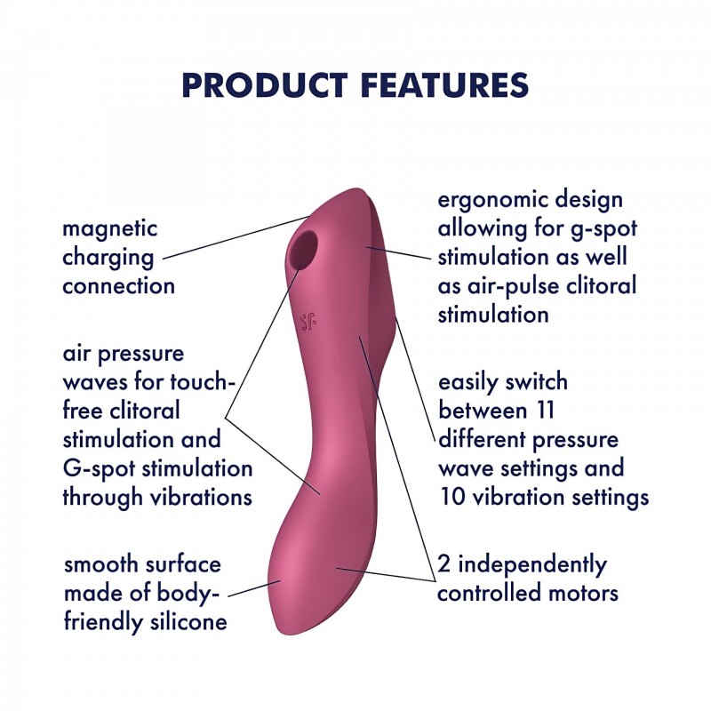 Satisfyer Curvy Trinity 3 - léghullámos 2in1 vibrátor (piros) 100911 termék bemutató kép