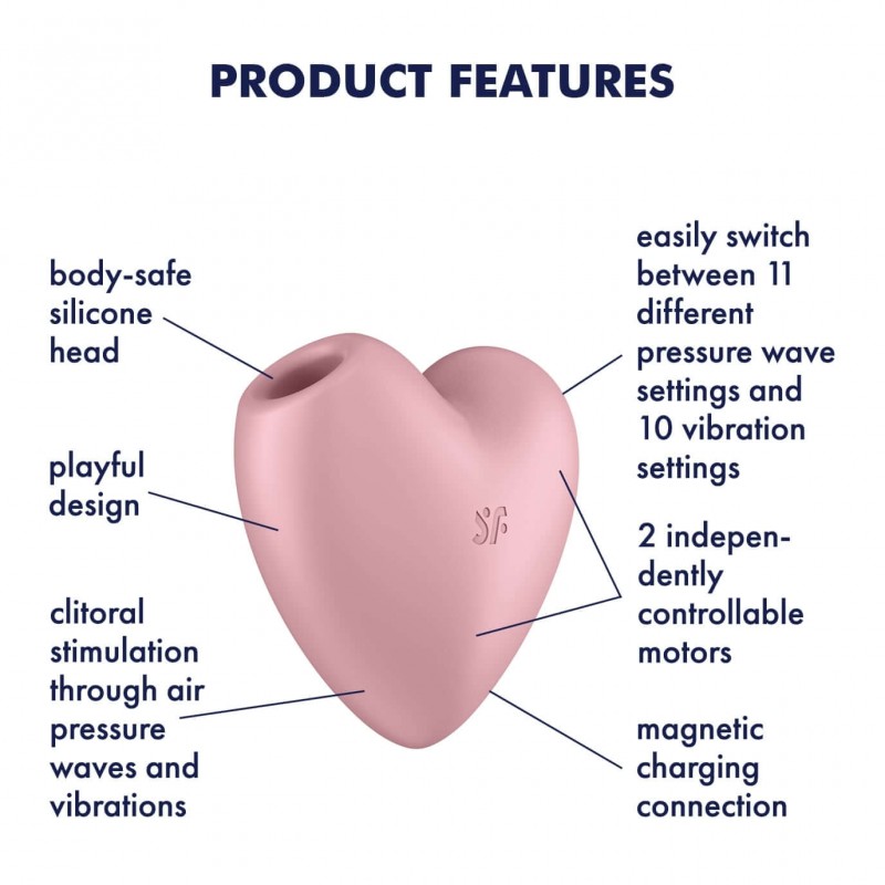 Satisfyer Cutie Heart - akkus léghullámos csikló vibrátor (pink) 54902 termék bemutató kép