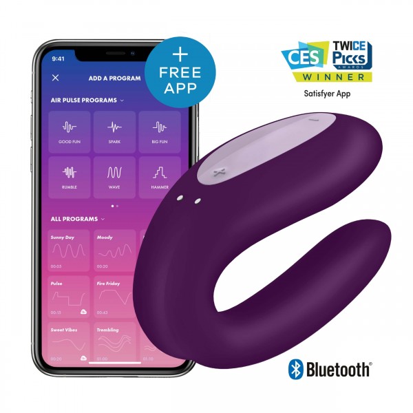 Satisfyer Double Joy - okos, vízálló párvibrátor (lila)