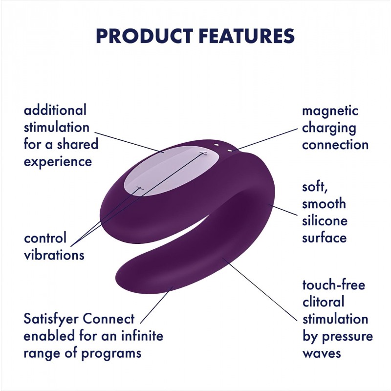 Satisfyer Double Joy - okos, vízálló párvibrátor (lila) 102230 termék bemutató kép