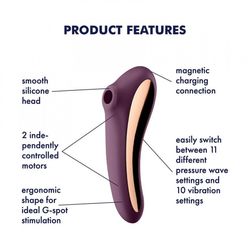 Satisfyer Dual Kiss - 2in1, hüvelyi és csikló vibrátor (lila) 91605 termék bemutató kép
