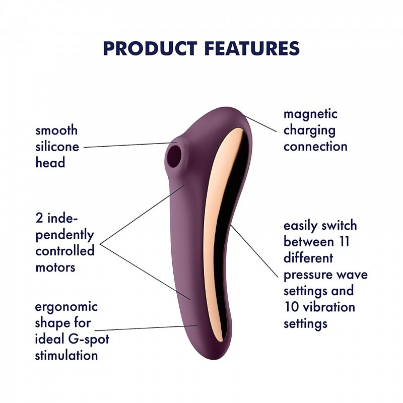 Satisfyer Dual Kiss - 2in1, hüvelyi és csikló vibrátor (lila) 117043 termék bemutató kép
