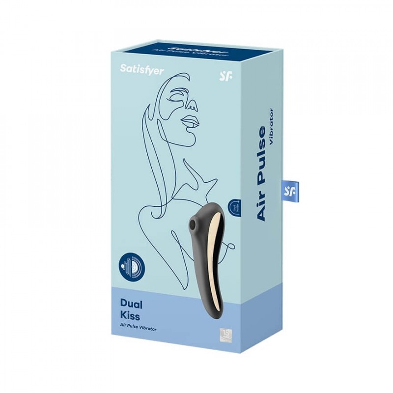 Satisfyer Dual Kiss - akkus hüvelyi és csikló vibrátor (fekete) 76974 termék bemutató kép
