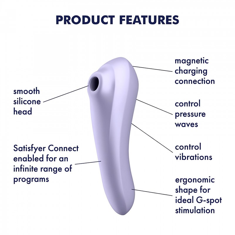 Satisfyer Dual Pleasure - App-vezérelt léghullámos 2in1 vibrátor (lila) 147037 termék bemutató kép