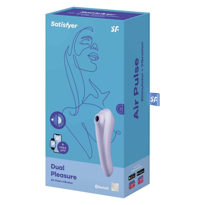 Satisfyer Dual Pleasure - App-vezérelt léghullámos 2in1 vibrátor (lila) 84213 termék bemutató kép