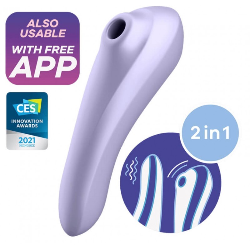 Satisfyer Dual Pleasure - App-vezérelt léghullámos 2in1 vibrátor (lila) 84214 termék bemutató kép