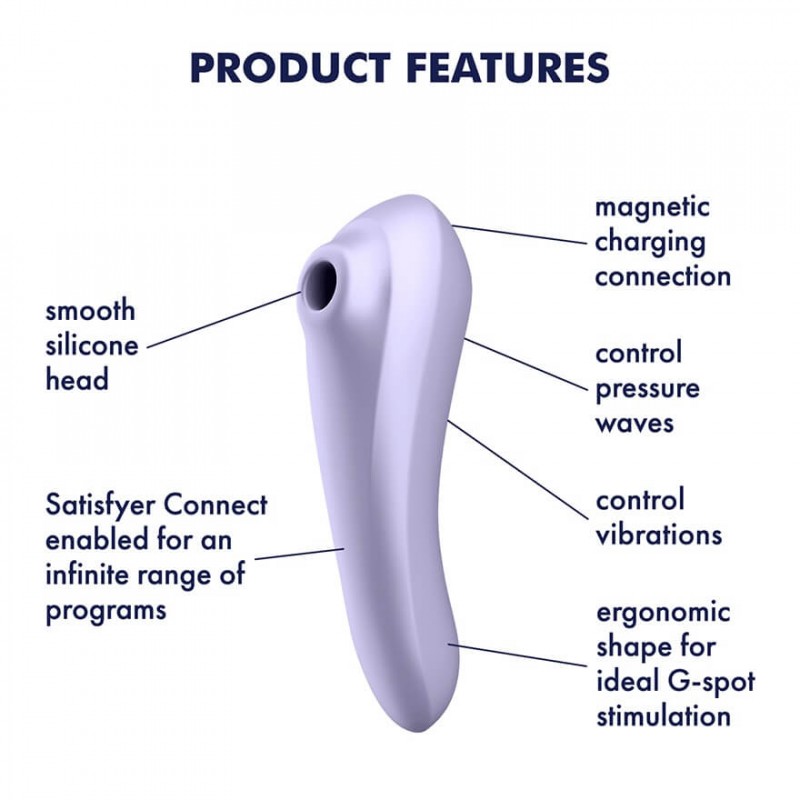 Satisfyer Dual Pleasure - App-vezérelt léghullámos 2in1 vibrátor (lila) 84216 termék bemutató kép