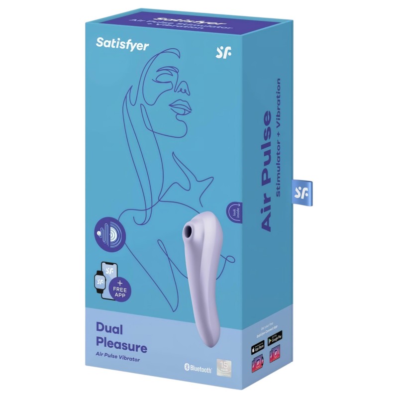 Satisfyer Dual Pleasure - App-vezérelt léghullámos 2in1 vibrátor (lila) 139008 termék bemutató kép
