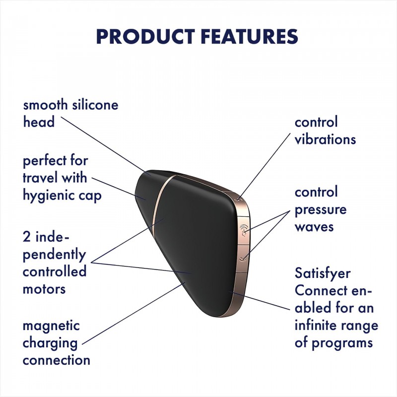 Satisfyer Love Triangle – App-vezérelt léghullámos csiklóizgató (fekete) 139092 termék bemutató kép