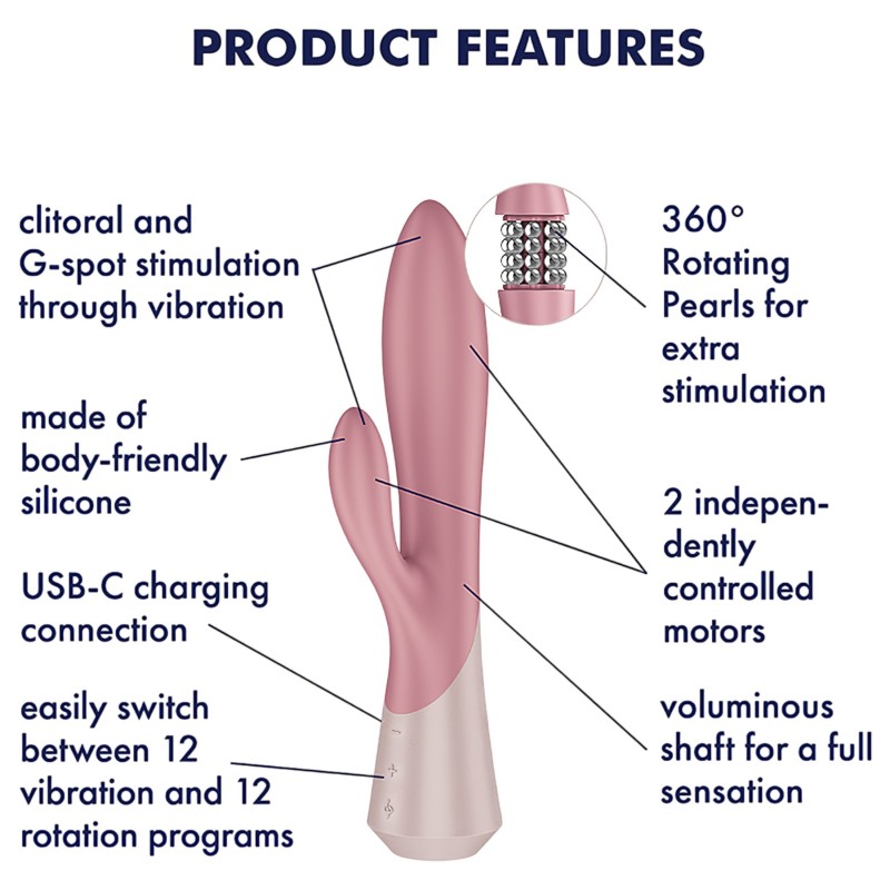 Satisfyer - Pearl Bunny 1 forgógyöngyös nyuszivibrátor (pink) 145246 termék bemutató kép