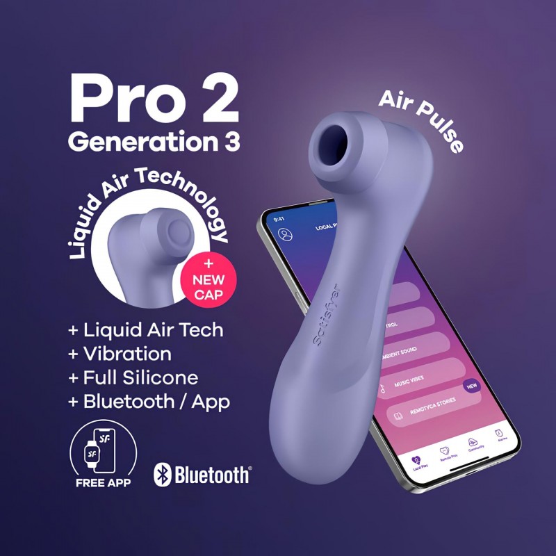Satisfyer Pro 2 Gen3 - App-vezérelt léghullámos csiklóizgató (lila) 139285 termék bemutató kép