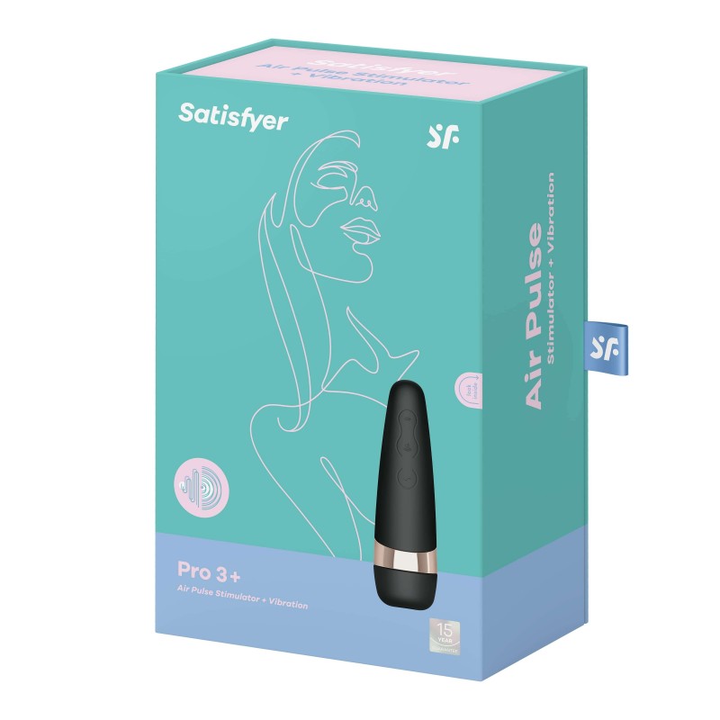 Satisfyer Pro 3+ - vízálló, akkus csiklóizgató vibrátor (fekete) 59213 termék bemutató kép
