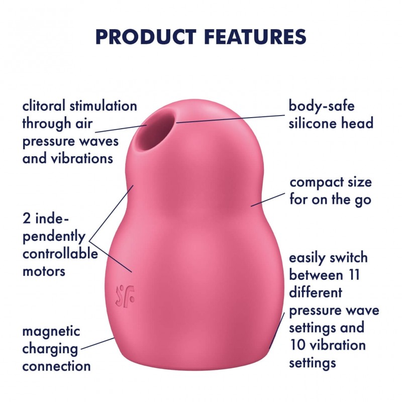 Satisfyer Pro To Go 1 - akkus, léghullámos csiklóizgató (piros) 80388 termék bemutató kép