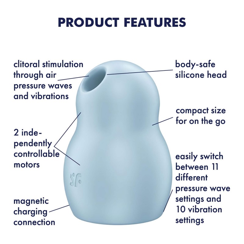 Satisfyer Pro To Go 1 - léghullámos csiklóizgató (kék) 101645 termék bemutató kép