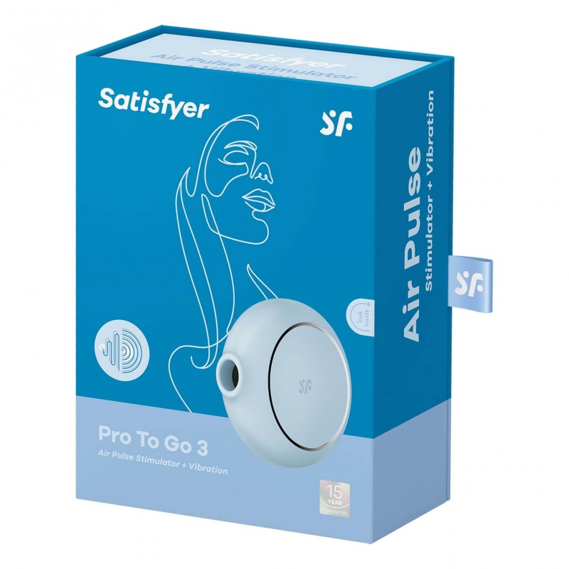 Satisfyer Pro To Go 3 - akkus, léghullámos csiklóizgató (kék) 70743 termék bemutató kép