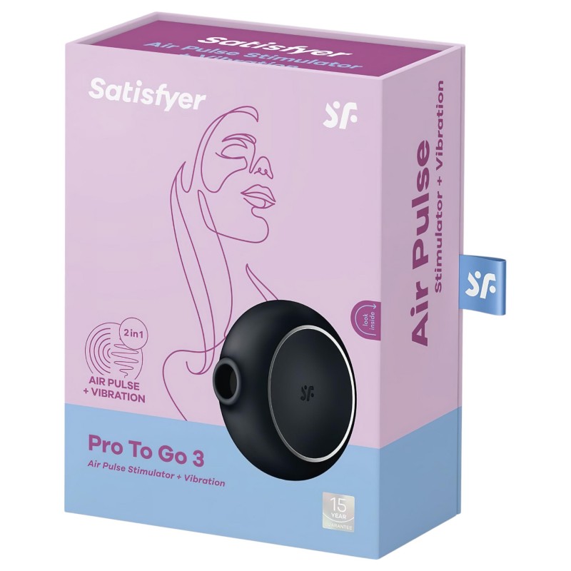 Satisfyer Pro To Go 3 - léghullámos csiklóizgató (fekete) 100682 termék bemutató kép