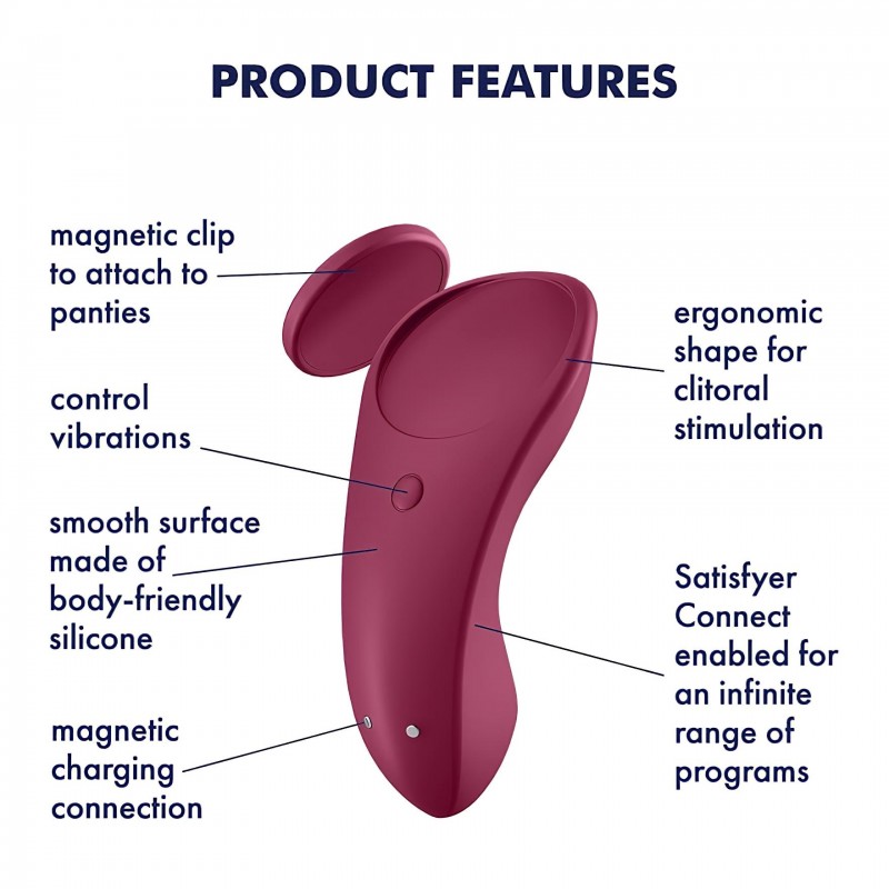 Satisfyer Sexy Secret - hordható App-vezérelt bugyi vibrátor (piros) 150648 termék bemutató kép