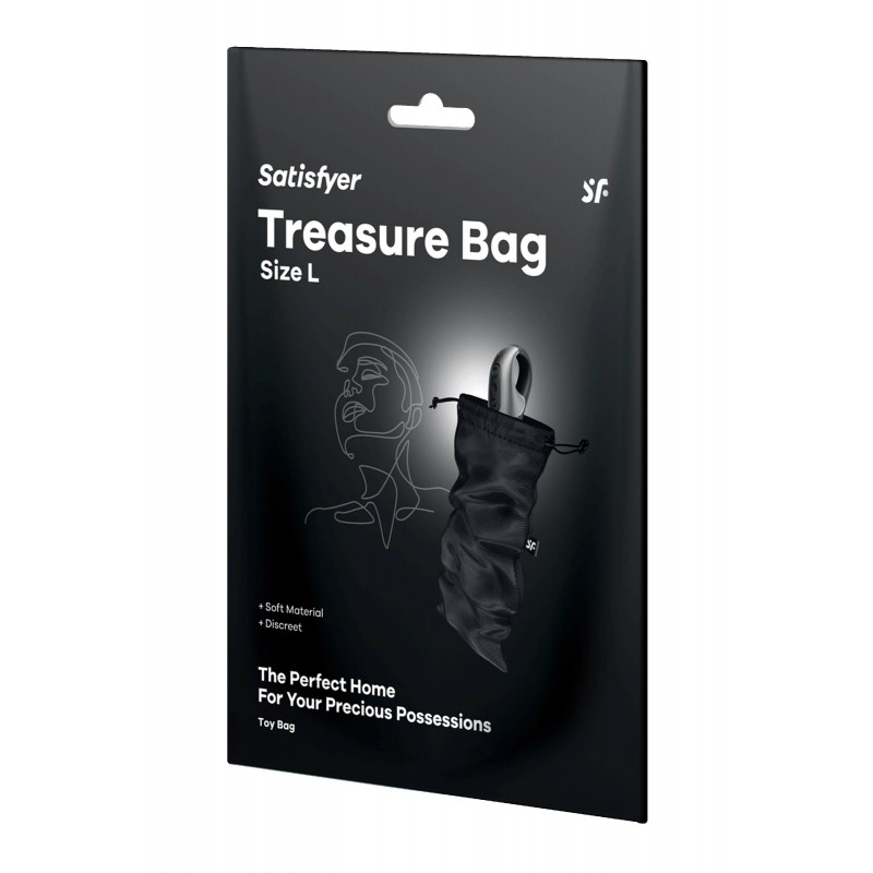 Satisfyer Treasure Bag L - diszkrét tároló táska - közepes (fekete) 89222 termék bemutató kép