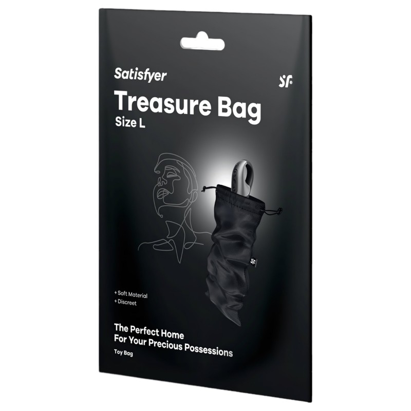 Satisfyer Treasure Bag L - diszkrét tároló táska - közepes (fekete) 100583 termék bemutató kép