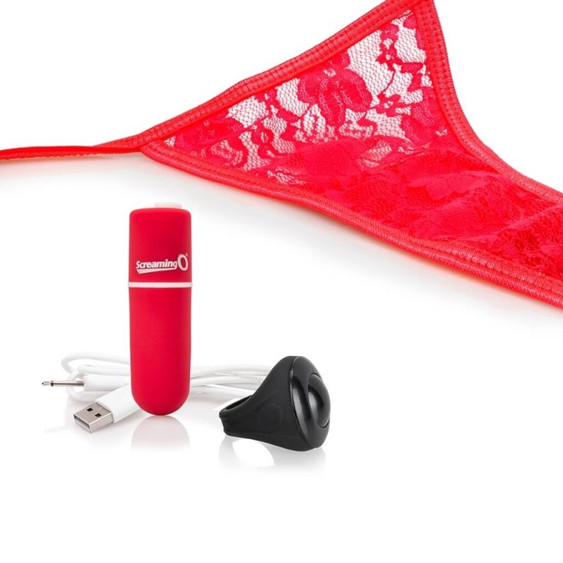 Screaming O Panty Set - vibrációs tanga - piros (S-L) 80336 termék bemutató kép