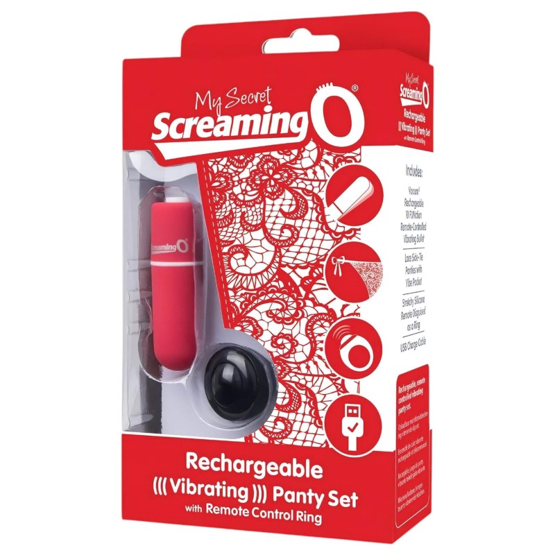 Screaming O Panty Set - vibrációs tanga - piros (S-L) 101900 termék bemutató kép