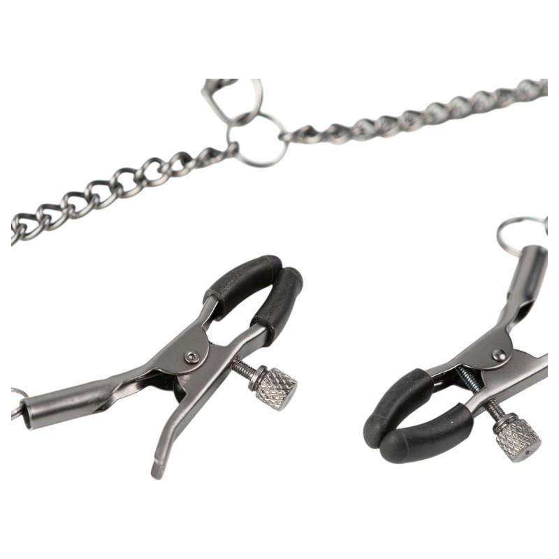 Sei Mio - nyakörv és bimbócsipesz, bondage szett (fekete) 162949 termék bemutató kép