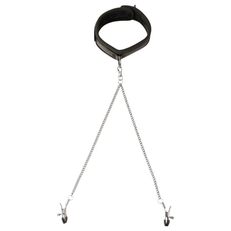 Sei Mio - nyakörv és bimbócsipesz, bondage szett (fekete) 162951 termék bemutató kép