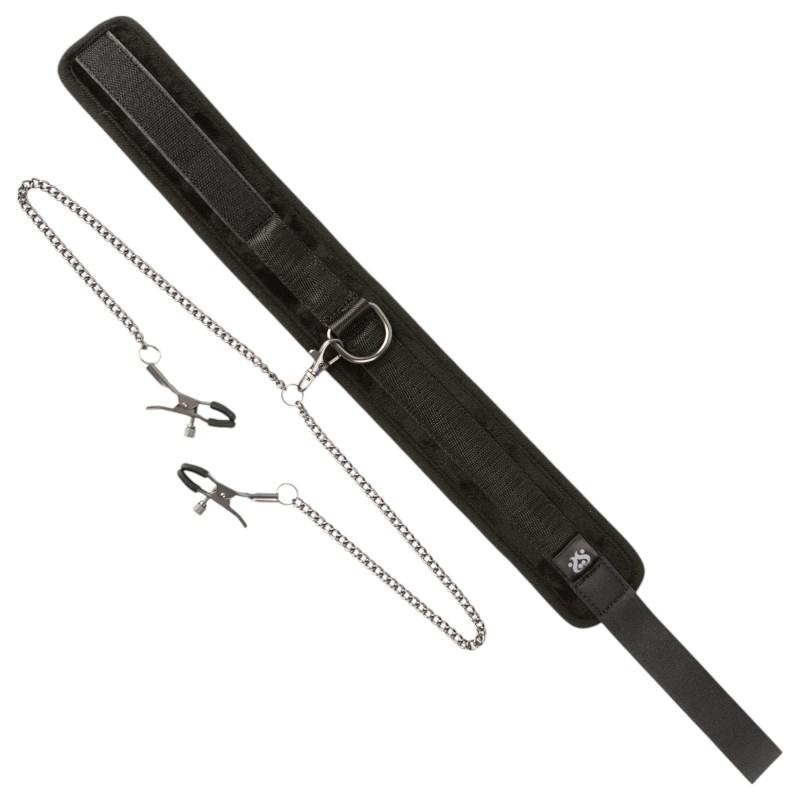 Sei Mio - nyakörv és bimbócsipesz, bondage szett (fekete) 162952 termék bemutató kép