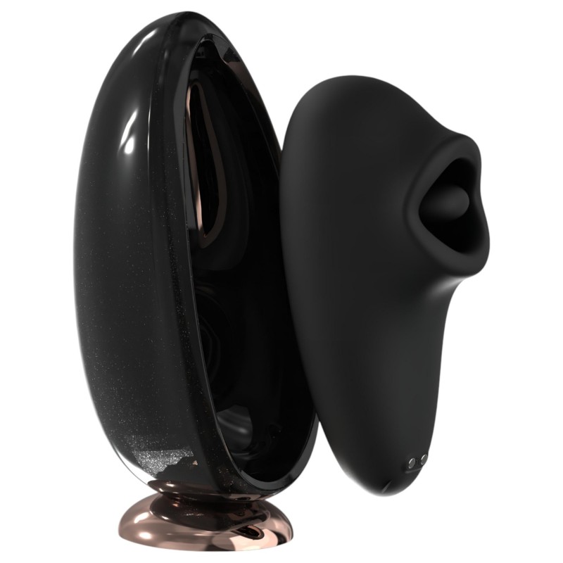 Sex HD Mirror - melegítő funkciós nyaló vibrátor (fekete) 104806 termék bemutató kép