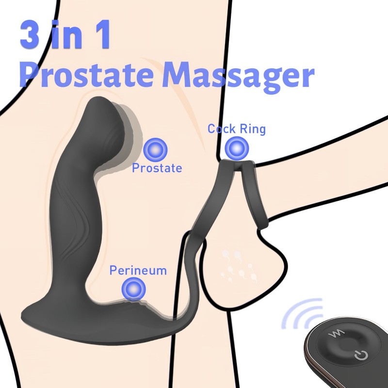 Sex HD Virgil - pénisz-és heregyűrűs prosztata vibrátor (fekete) 109100 termék bemutató kép
