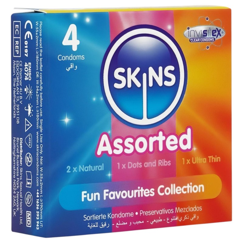 Skins - vegyes óvszer - pontozott, natural, extra vékony (4 db) 147792 termék bemutató kép