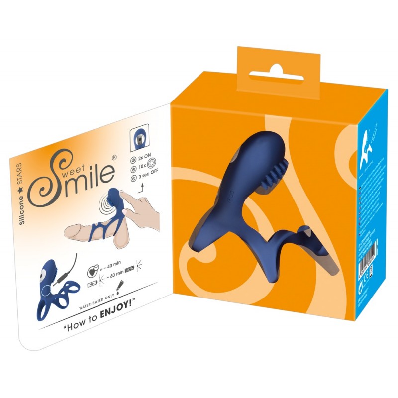 SMILE Couple - akkus, vibrációs péniszmandzsetta, péniszköpeny (kék) 29489 termék bemutató kép