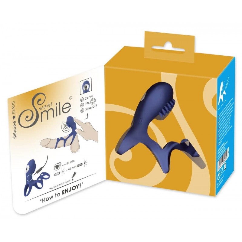 SMILE Couple - akkus, vibrációs péniszmandzsetta, péniszköpeny (kék) 30567 termék bemutató kép