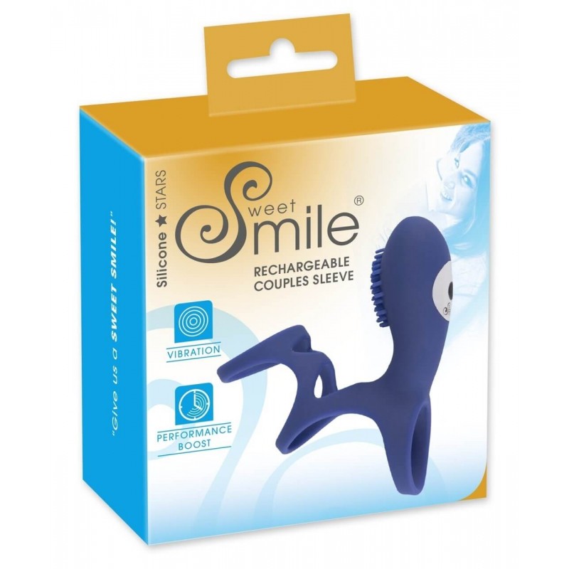 SMILE Couple - akkus, vibrációs péniszmandzsetta, péniszköpeny (kék) 30568 termék bemutató kép