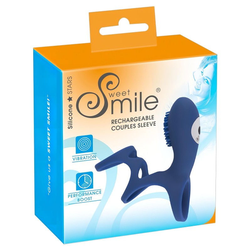 SMILE Couple - akkus, vibrációs péniszmandzsetta, péniszköpeny (kék) 105676 termék bemutató kép
