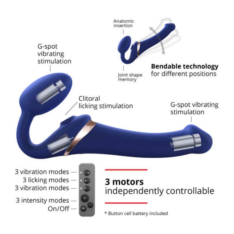 Strap-on-me M - felcsatolható, léghullámos vibrátor (kék) 80360 termék bemutató kép