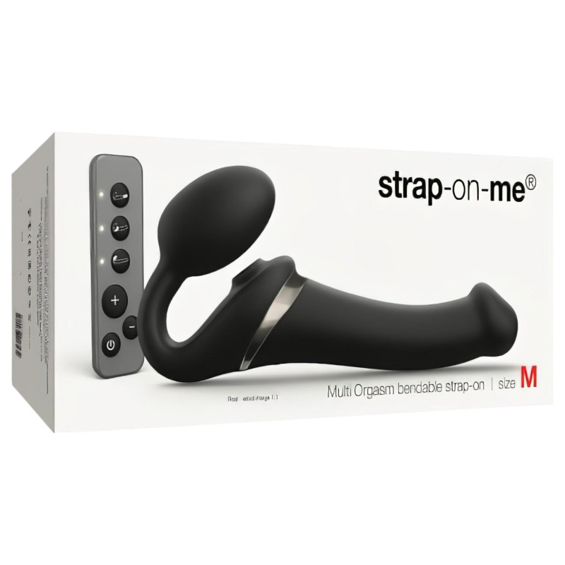 Strap-on-me M - léghullámos felcsatolható vibrátor (fekete) 119690 termék bemutató kép